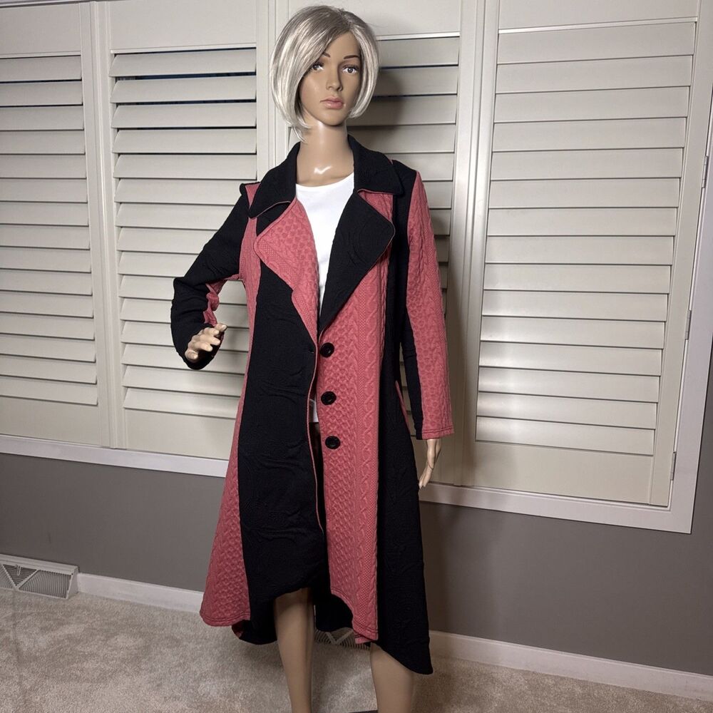 Violet Ruby Small Jacket Fits 10/12 Black Pink Longline Pockets Coatigan Buttons